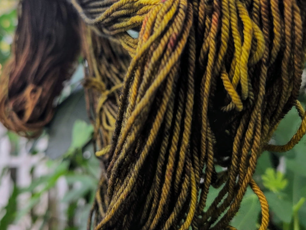 The Reaping — Hand-Dyed Worsted Yarn | Witchy Indie Dyer | Dark Harvest Amber & Bronze