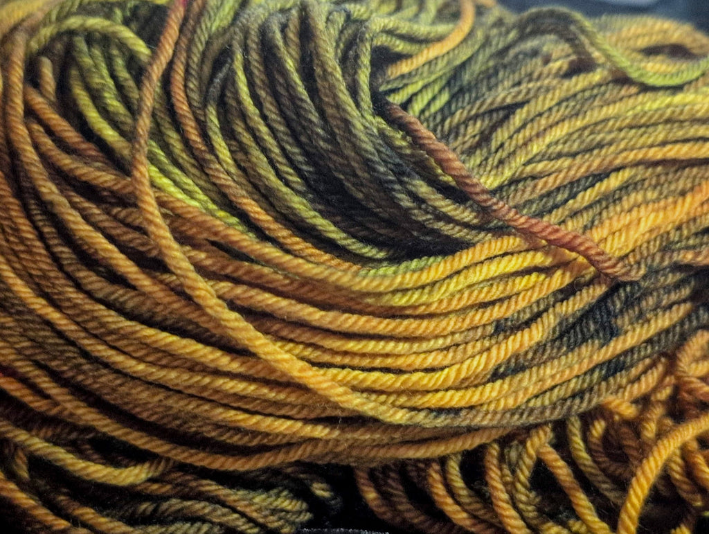 The Reaping — Hand-Dyed Worsted Yarn | Witchy Indie Dyer | Dark Harvest Amber & Bronze