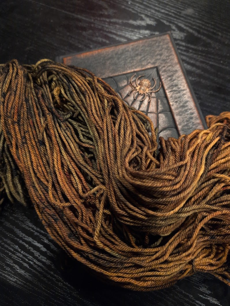 The Reaping — Hand-Dyed Worsted Yarn | Witchy Indie Dyer | Dark Harvest Amber & Bronze