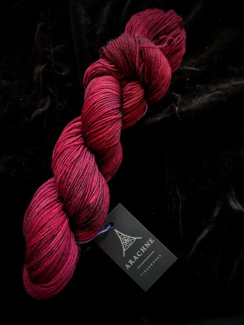 Blood Petal — Hand-Dyed Yarn | Witchy Indie Dyer | Deep Crimson BFL Sock Yarn