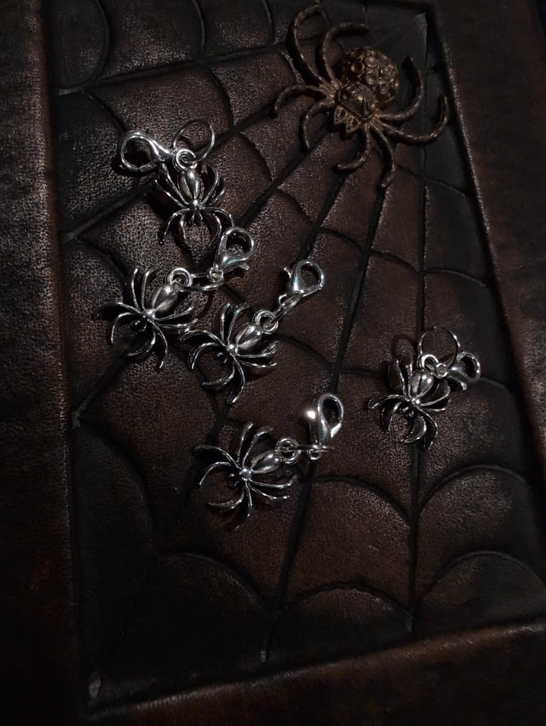 Spider Stitch Markers | Witchy Knitting Notions | Set of 5